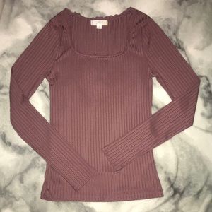 Glitz ribbed lace trim bodycon top